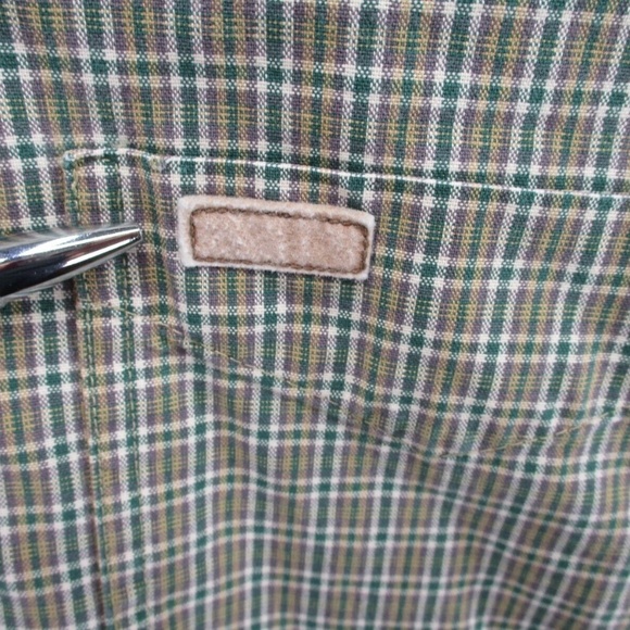 Carhartt Long Sleeve Shirt Gingham Plaid Mens 2XL XXL Green Yellow Western - Picture 4 of 13